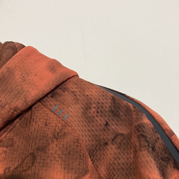 Lululemon Textured Tech Hoodie Mens Large Orange Grey Mesh Knit Classic Fit - Picture 4 of 14